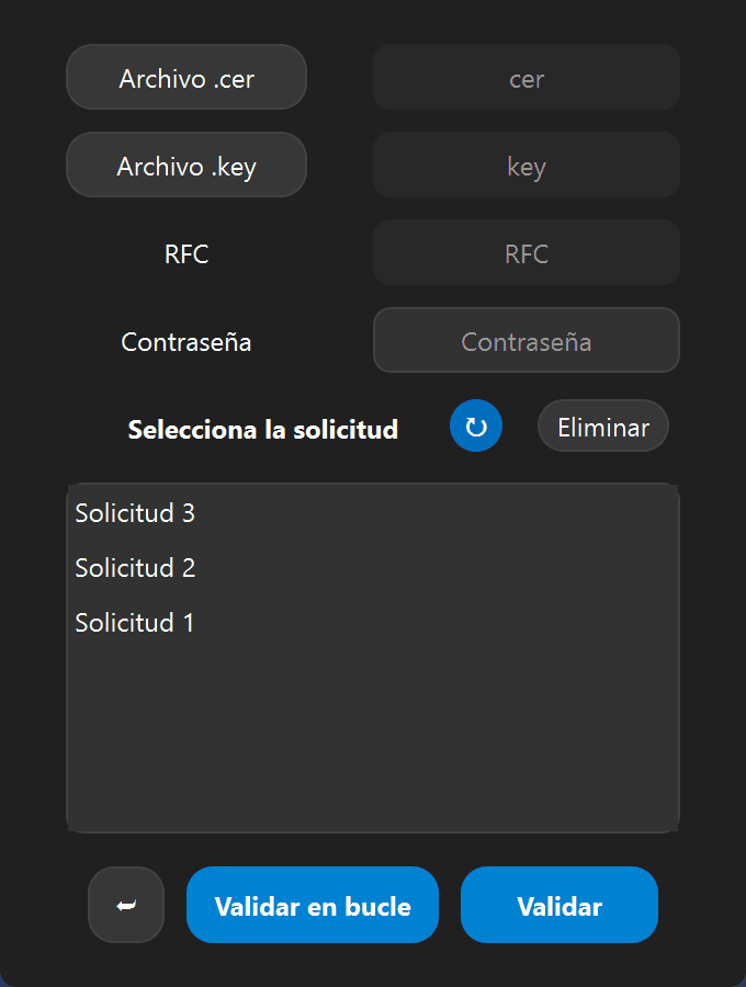 Pantalla de validación y descarga de Pocket CFDI