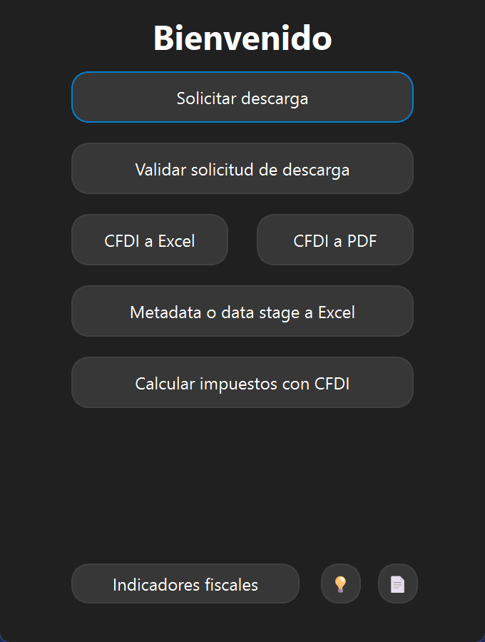Captura de pantalla: Menú principal