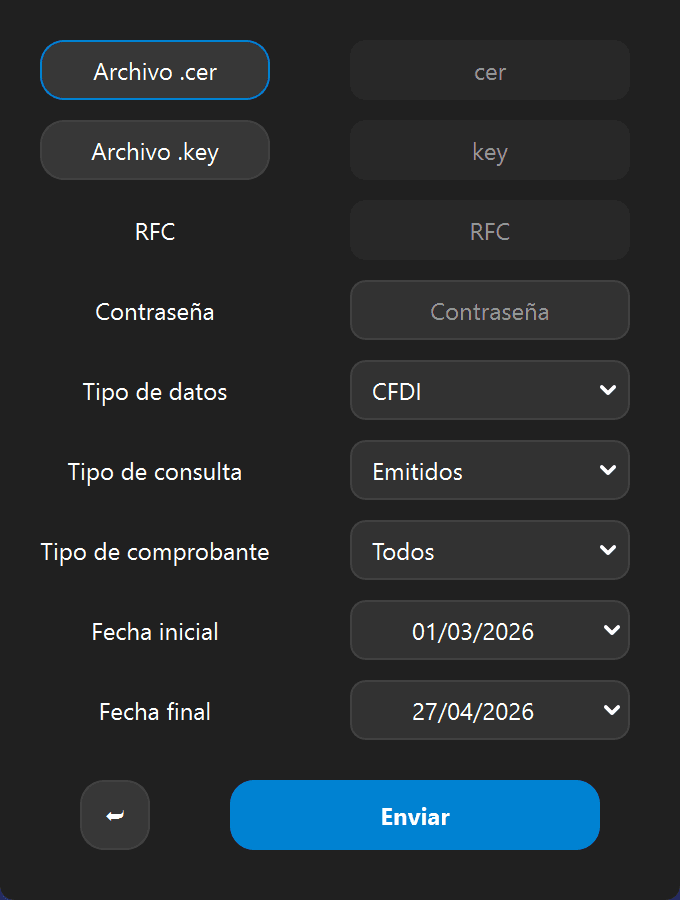 Formulario de solicitud de Pocket CFDI